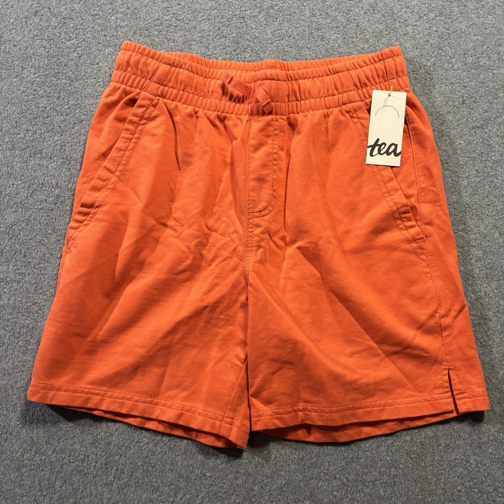 New NWT Tea Collection Boys Flame Orange Knit Shortie Shorts Size 14
